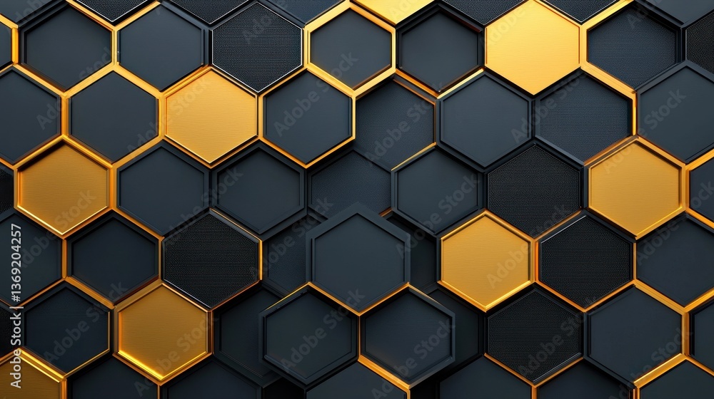 Stylish Hexagonal Pattern with Golden and Black Textures Stylish Hexagonal Pattern with Golden and Black Textures