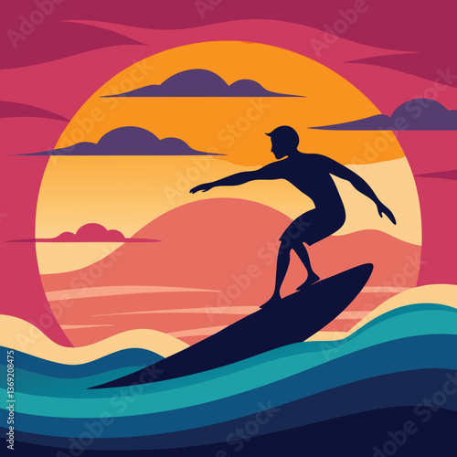 surfing on the waves