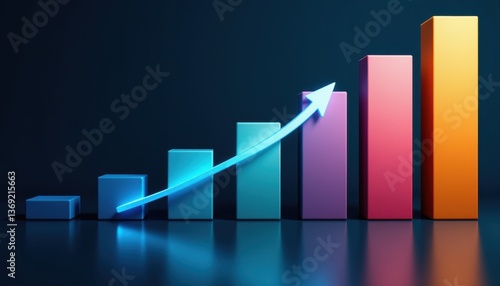 Free Download Colorful Bar Graph with Arrow Showcasing Growth and Progress Trend - GFXLoad