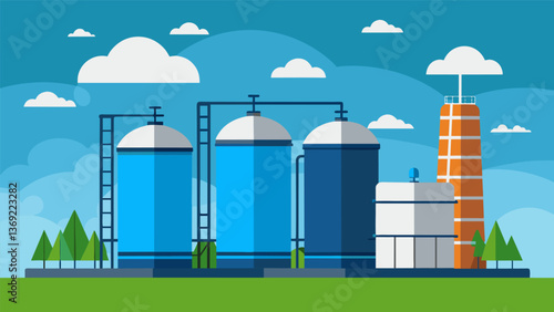 A technological wonder these storage tanks are marvels of engineering capable of storing and releasing vast amounts of compressed natural gas on. Vector illustration