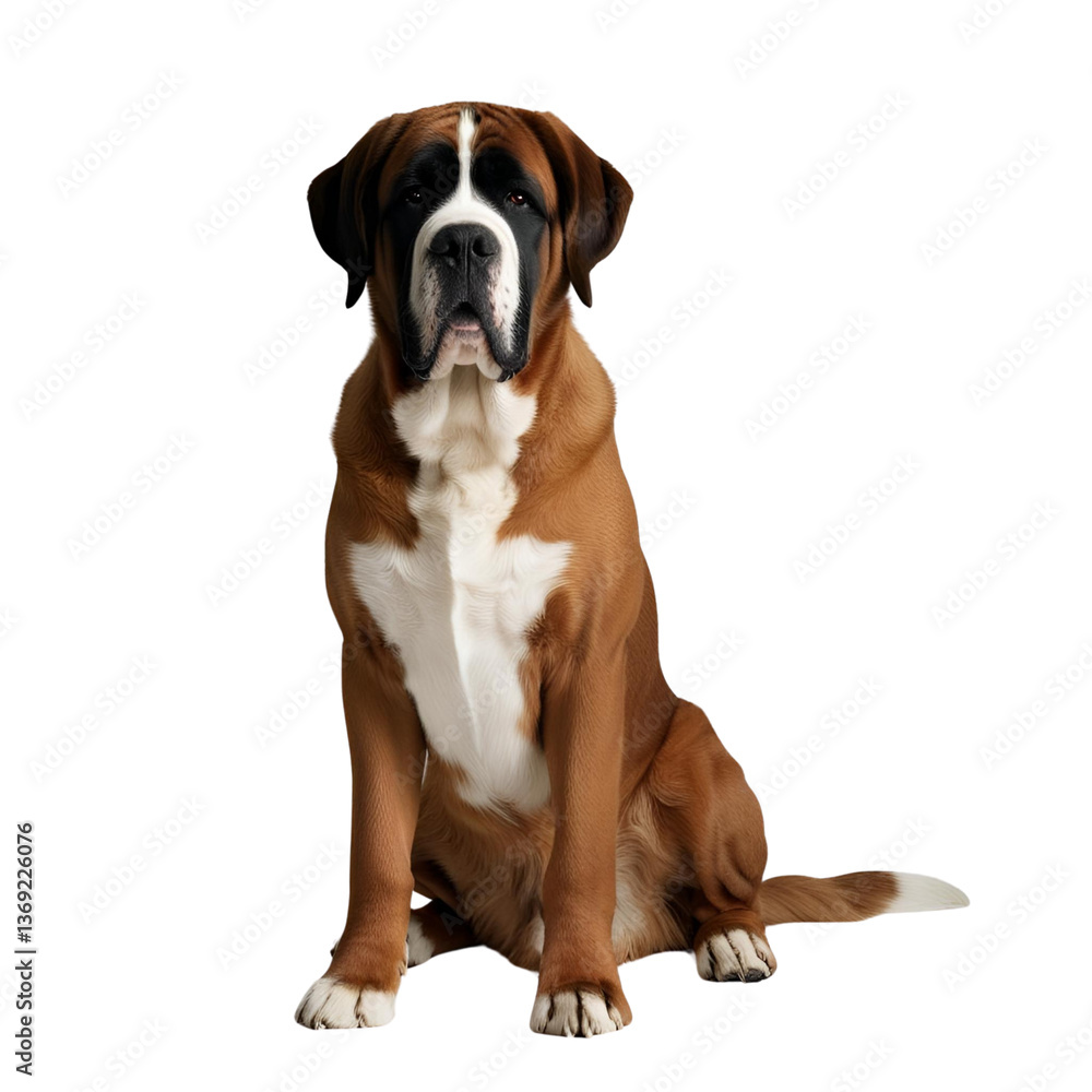 close up of a Saint Bernard dog with white background - close up of a Saint Bernard dog with white background -
