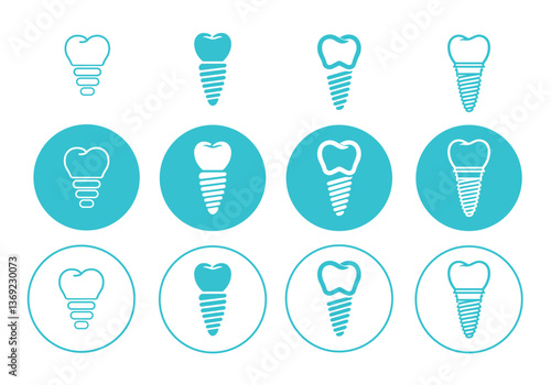Dental implant icon, oral health care, vector file