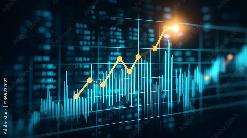 Fototapeta premium Analyzing growth trends in financial markets data visualization digital environment professional viewpoint
