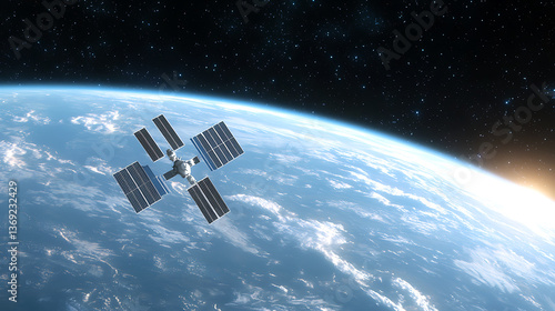 Fototapeta Naklejka Na Ścianę i Meble -  Exploring the international space station a journey above earth in outer space stunning visuals high-resolution imagery