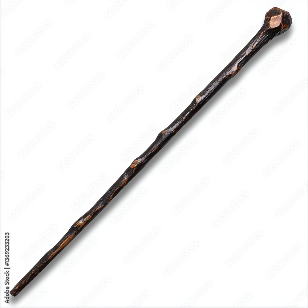 Wooden walking stick with a knob handle. Wooden walking stick with a knob handle.