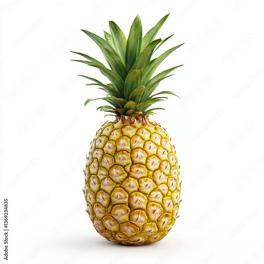 Fototapeta premium Fresh Ripe Pineapple Slice: Tropical Fruit for Healthy Summer Desserts and Juices