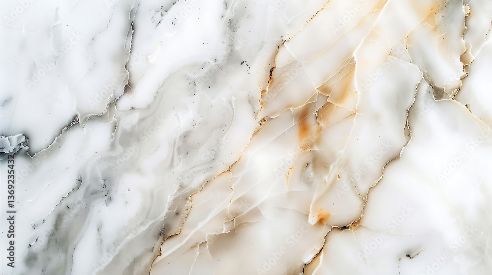 Luxurious white marble texture with flowing grey and warm golden veins. Natural stone pattern background for elegant design and surface concepts.
Luxurious white marble texture with flowing grey and warm golden veins. Natural stone pattern background for elegant design and surface concepts.