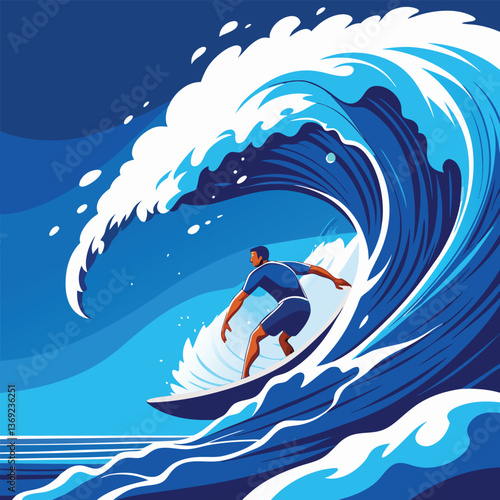 Cartoon illustration of a dolphin and whale swimming in the sea with waves, sun, and a blue sky, creating a summer ocean scene