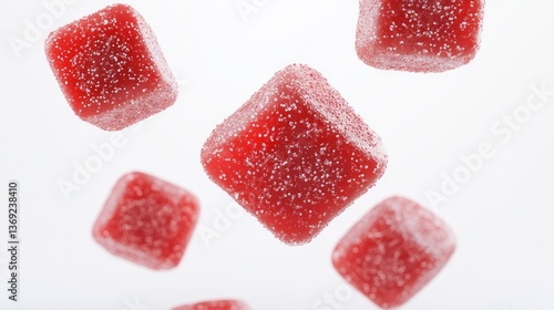  red sour gummy candy floating