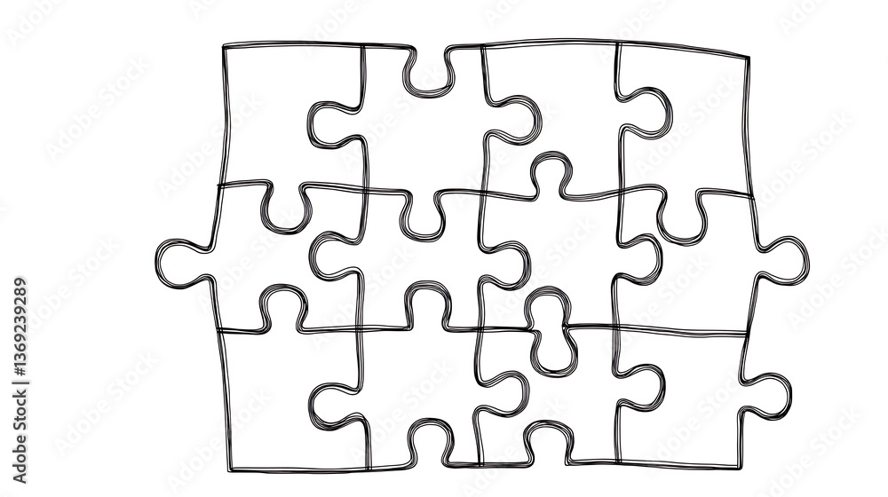 A puzzle with a black background and white pieces A puzzle with a black background and white pieces