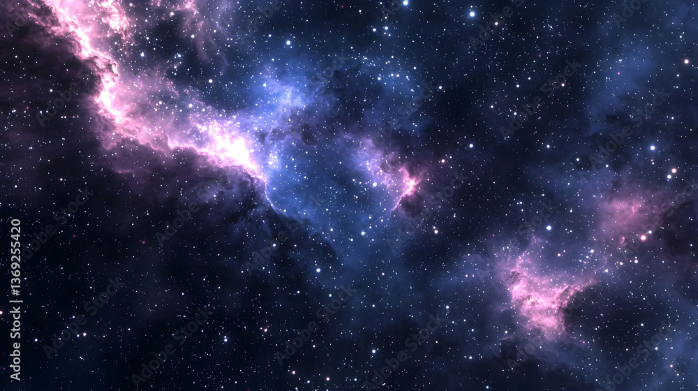 Pink And Blue Nebula In Dark Space Pink And Blue Nebula In Dark Space