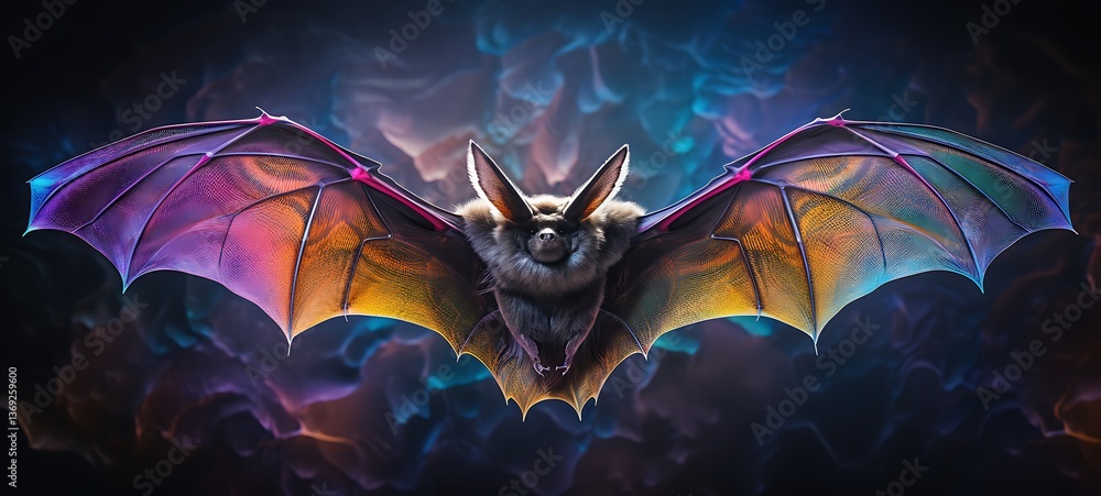 Obraz premium White background with drawings of colorful Bat for children, ai generative