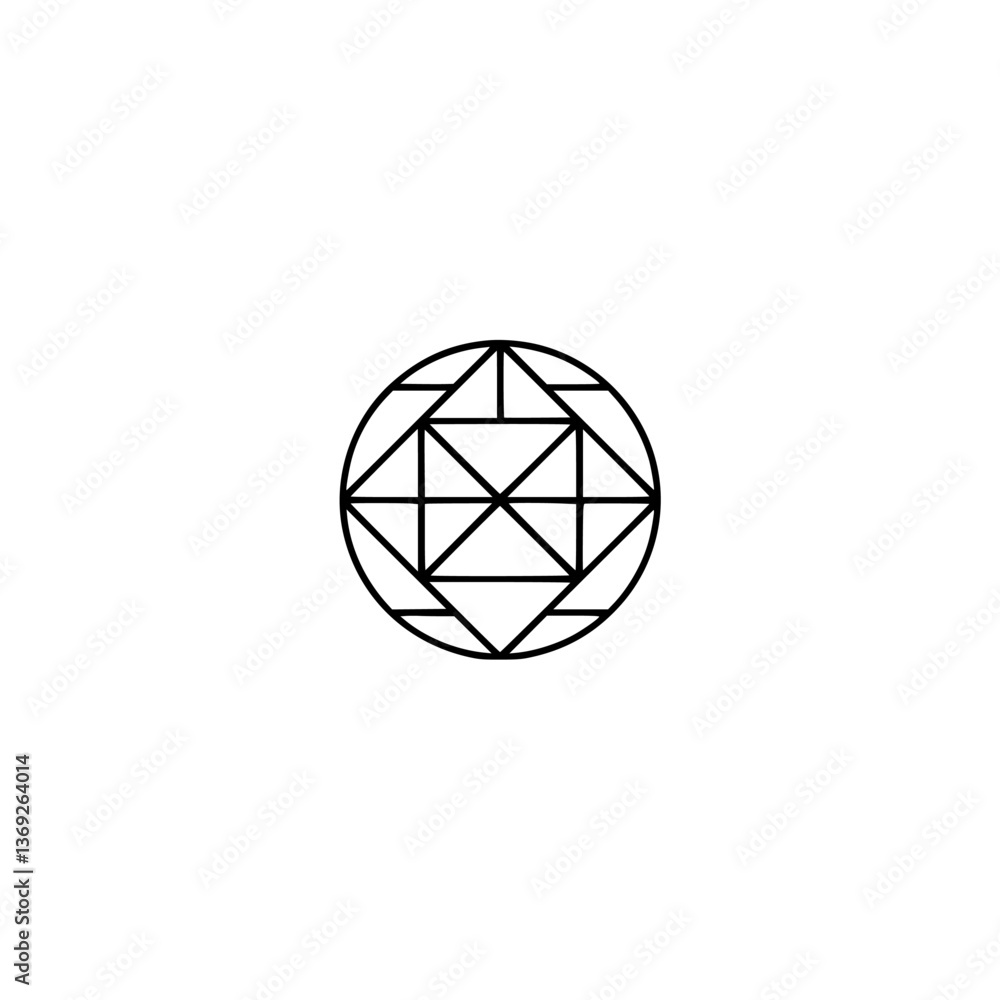 Geometric Mandala Logo Design: Abstract Circular Line Art on White Geometric Mandala Logo Design: Abstract Circular Line Art on White