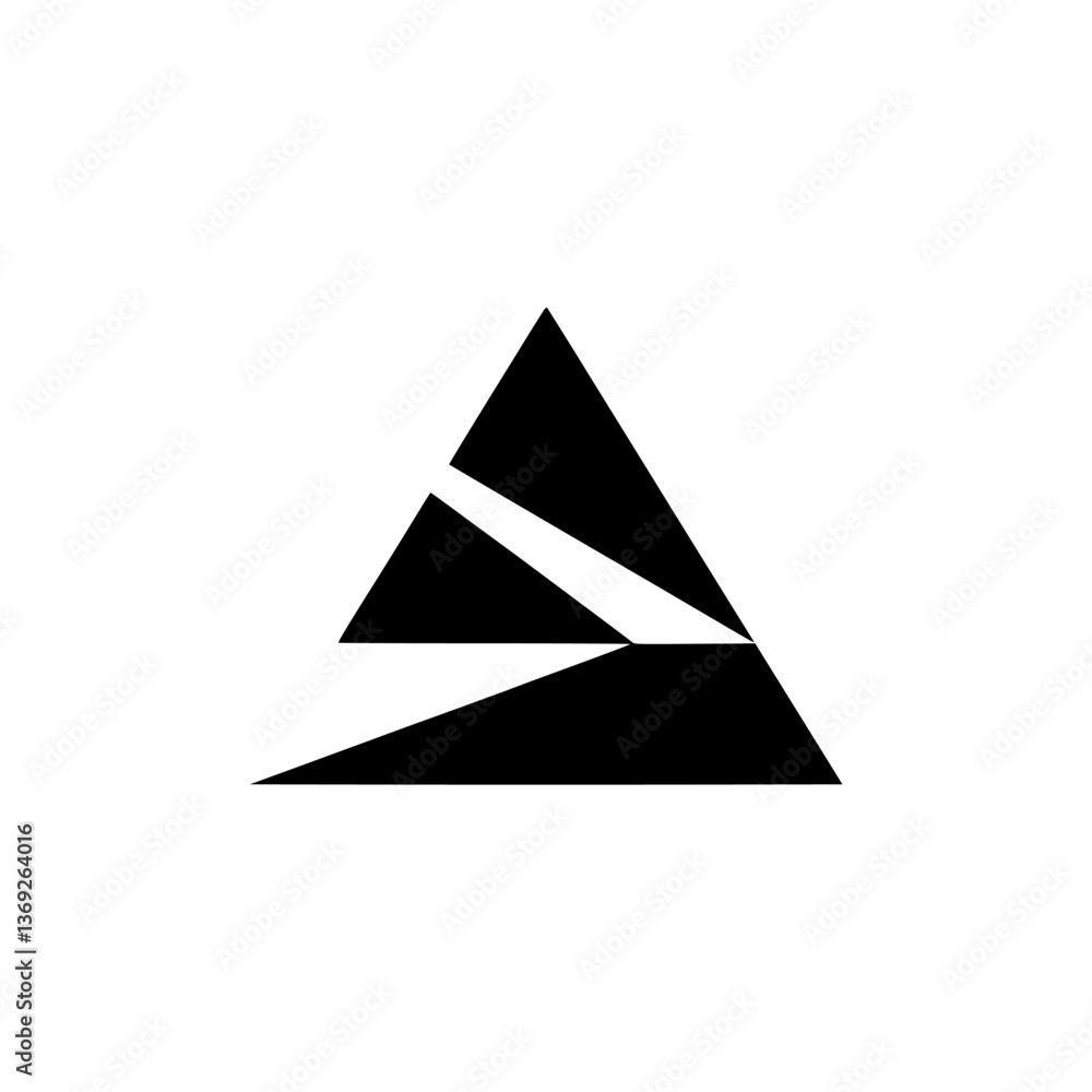 Geometric Abstract: Black Triangle Composition on White, Modern Design Geometric Abstract: Black Triangle Composition on White, Modern Design