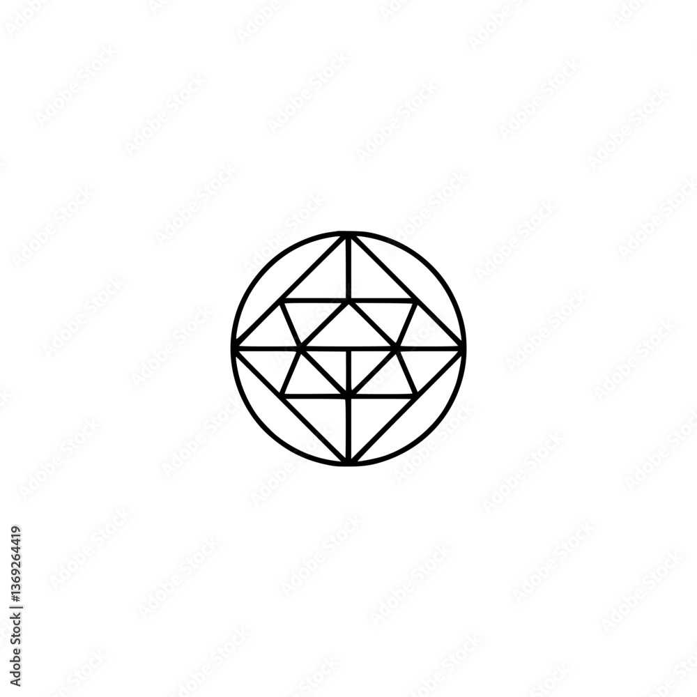 Geometric Circle Icon: Black Lines on White, Modern Minimalist Design Geometric Circle Icon: Black Lines on White, Modern Minimalist Design