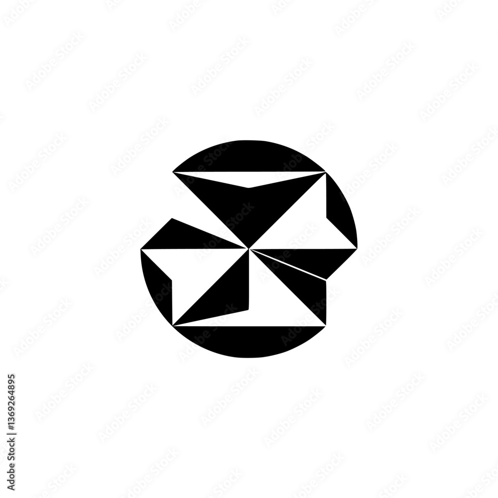 Geometric Black and White Abstract Design on White Background Geometric Black and White Abstract Design on White Background