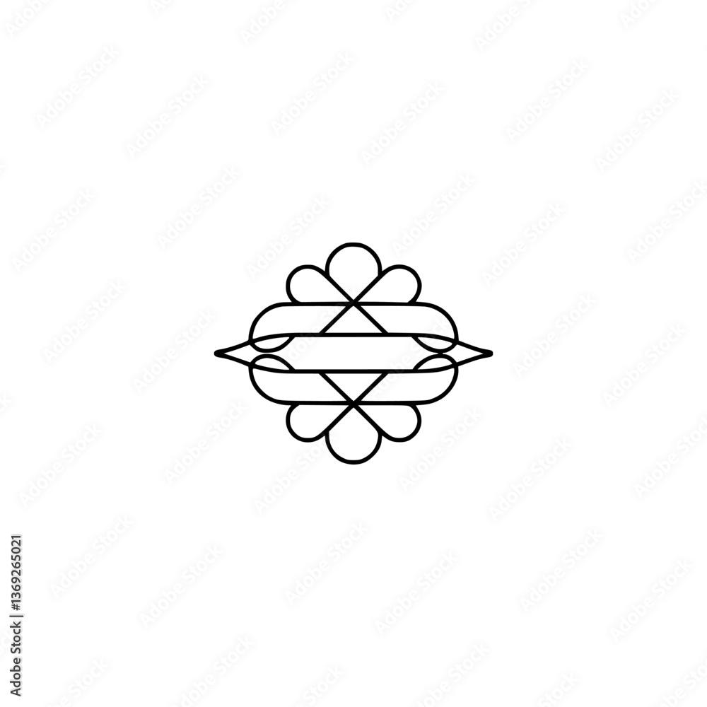 Obraz premium Geometric Line Art Emblem on White: Abstract Design