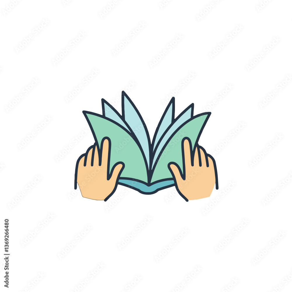 Obraz premium Hands holding an open book with pages visible, ready to read.