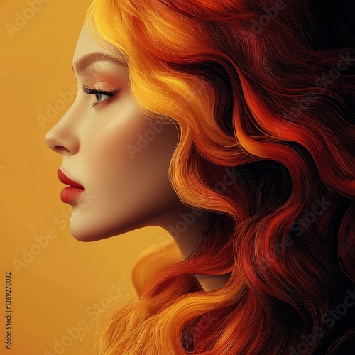 Modern Woman with Long Red Hair