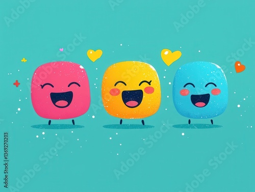 Three Colorful Candis with Hearts and Animals