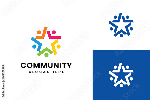 Community Non-Profit Logo TeamWork People Vector