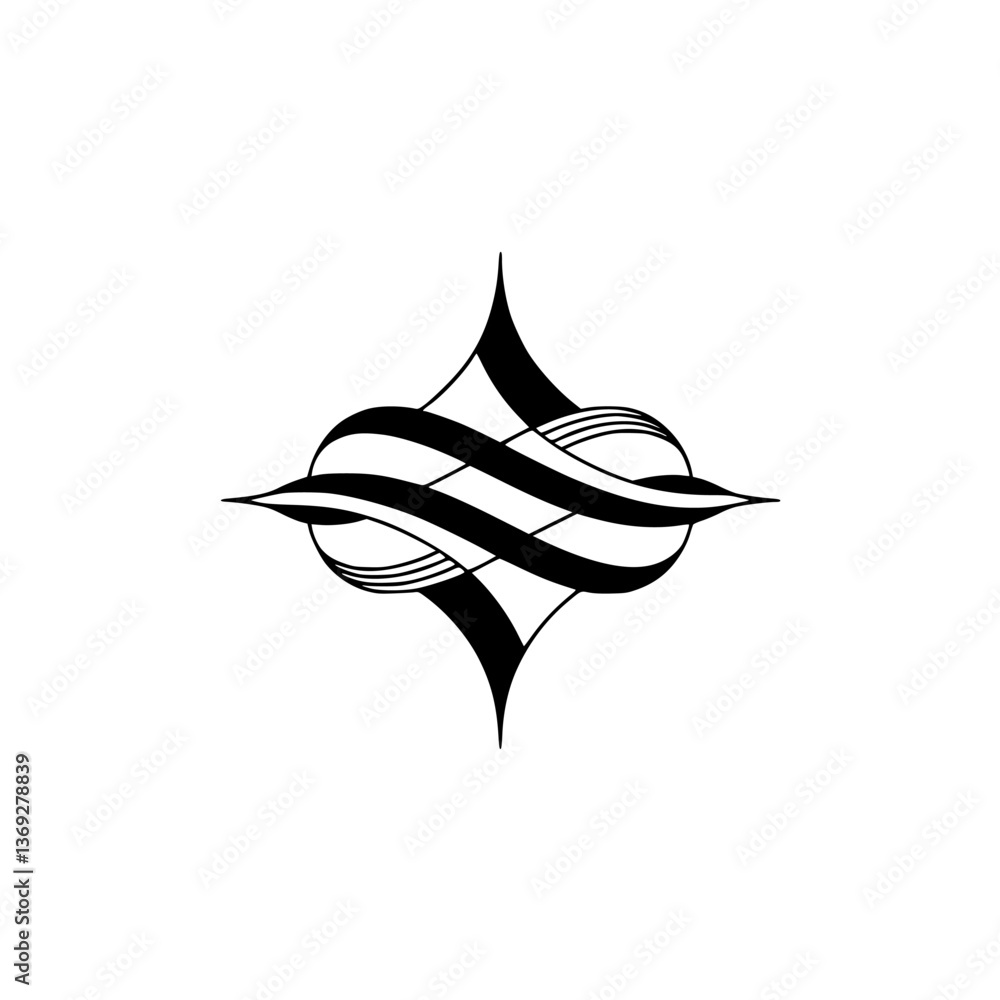 Fototapeta premium Intricate Black & White Calligraphic Ornament on Gray