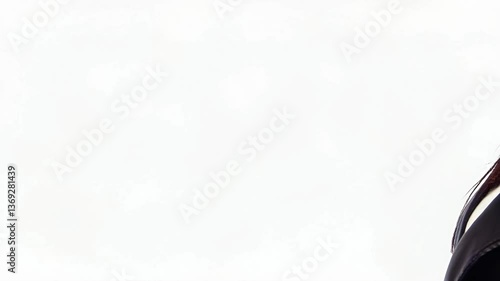 Black woman hand holding modern smart phone isolated on white background