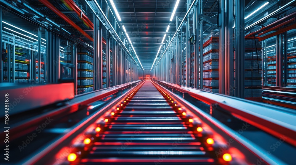 Fototapeta premium A modern warehouse with a combination of traditional and automated sorting methods.