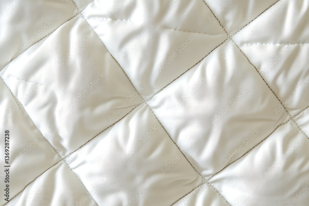 Fototapeta premium White quilted fabric texture background with diamond pattern for warm clothing design