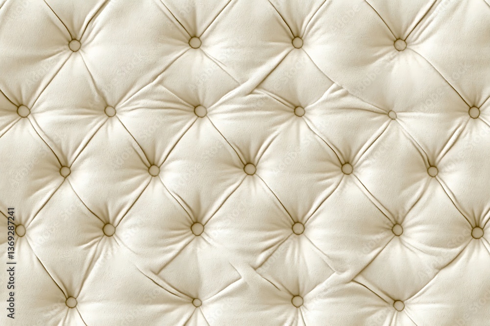 Fototapeta premium Cream Leather Tufted Upholstery Background for Elegant Interior Design and Furniture Detailing