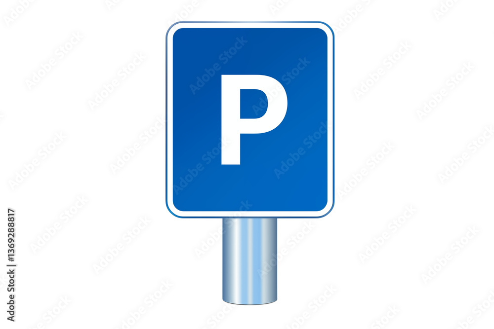 A blue parking sign with a white p on a silver pole against a black background in a square format transparent backgroundpng A blue parking sign with a white p on a silver pole against a black background in a square format transparent backgroundpng