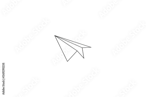 Minimalist paper plane journey in a flaying  single line art design 