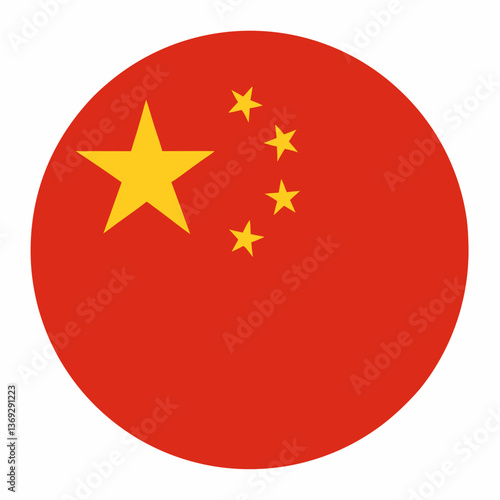 China Flag Circle Vector SVG - Editorial Design on White Background