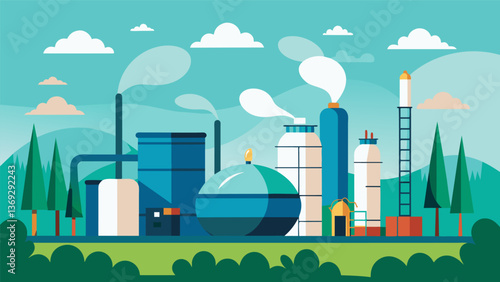 A symphony of industry and nature these storage tanks provide crucial storage for compressed natural gas while blending seamlessly into their. Vector illustration