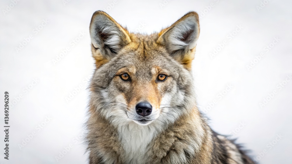 Fototapeta premium Majestic Coyote Portrait: Gray, Amber, Wild Canine, Animal Photography, Wildlife Image, Nature Photo