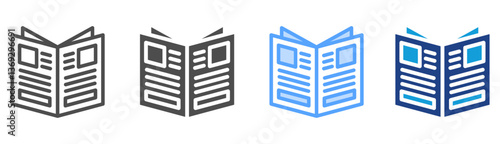 Newspaper Icon Set Multiple Style Collection