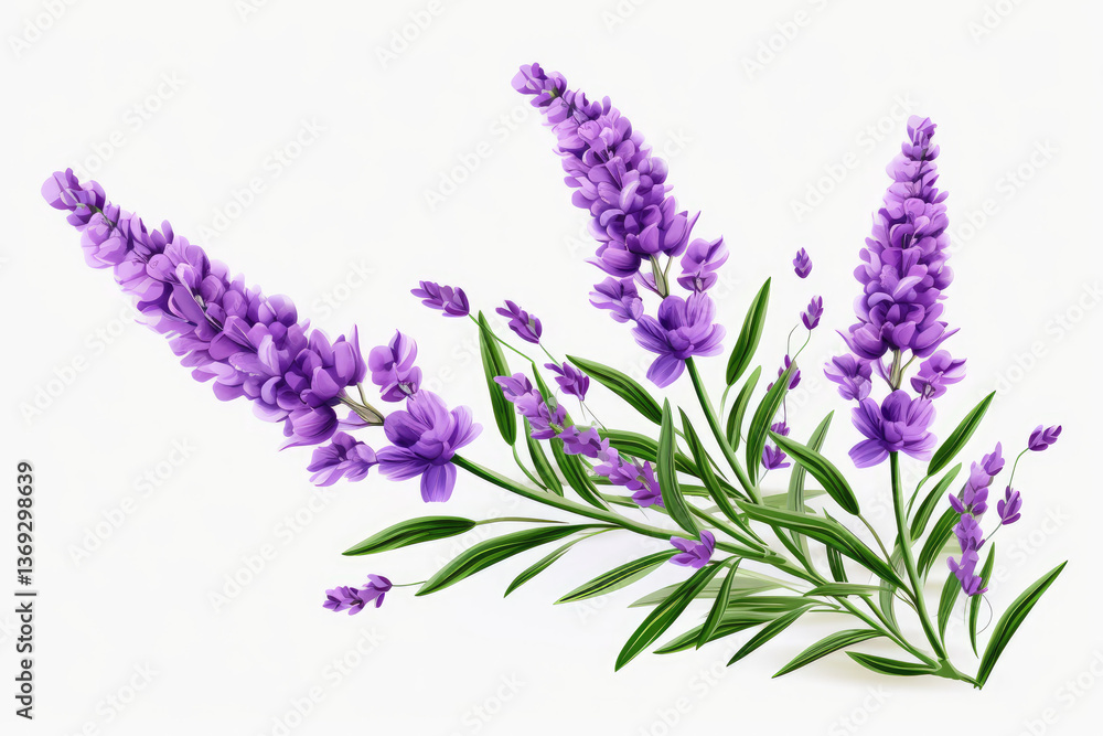 Naklejka premium Vibrant Lavender Sprigs on transparent background