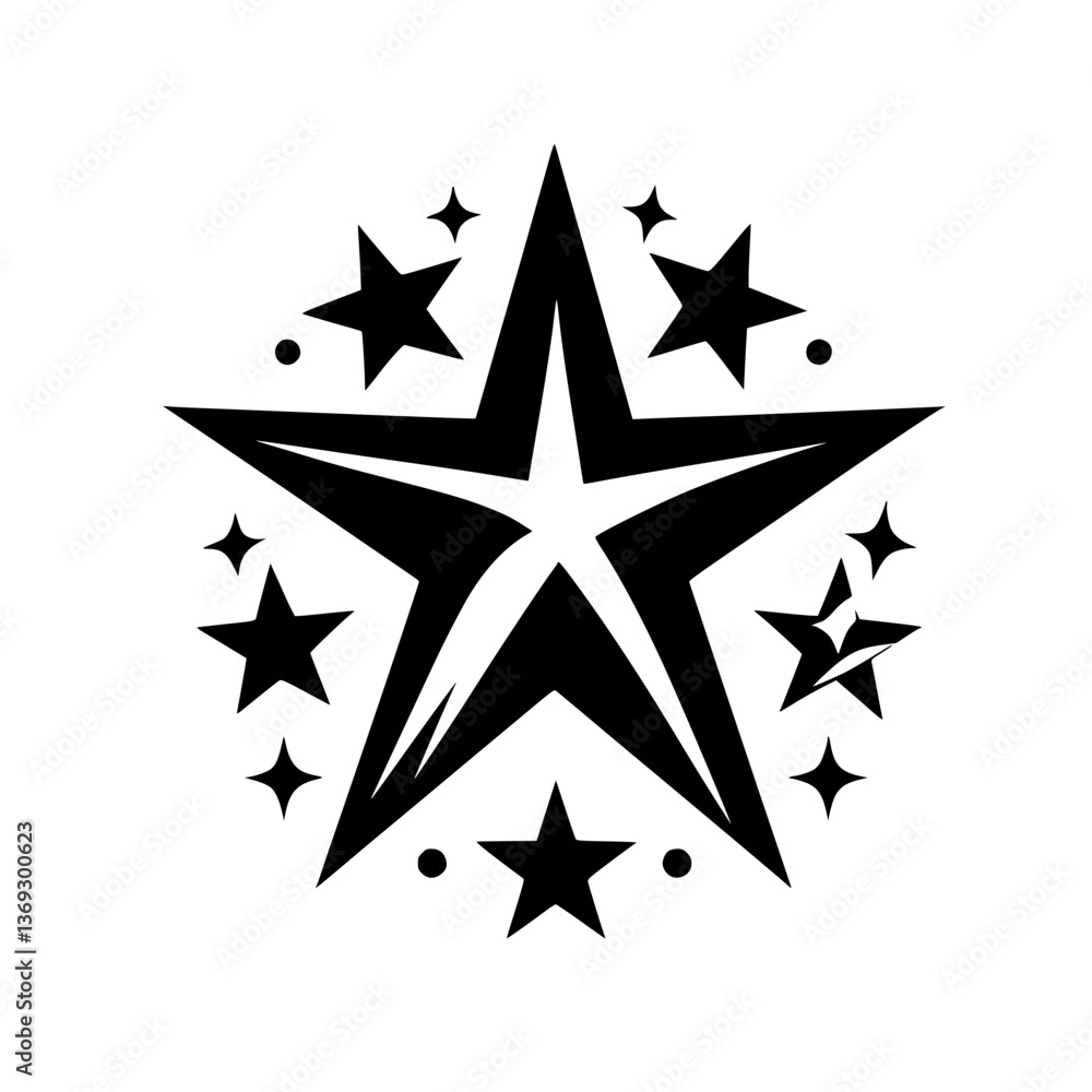 Obraz premium Black Star Burst Design on White: Vector Illustration