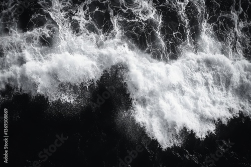 Wallpaper Mural Powerful black and white ocean wave crashing with texture Torontodigital.ca