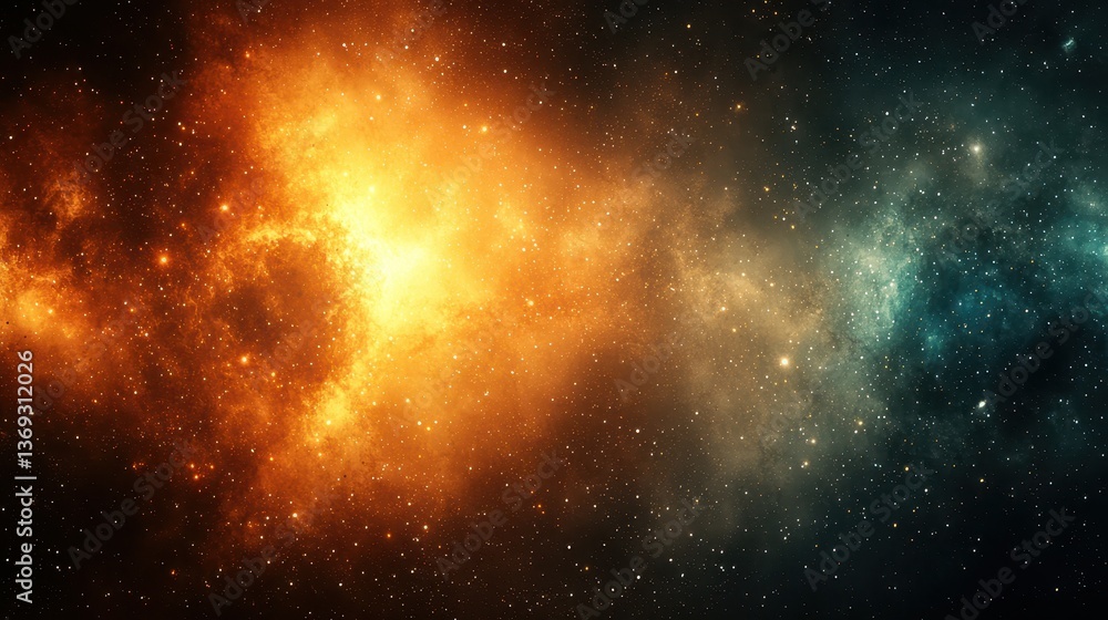 Naklejka premium Vibrant Cosmic Explosion with Stars and Nebulae in Deep Space