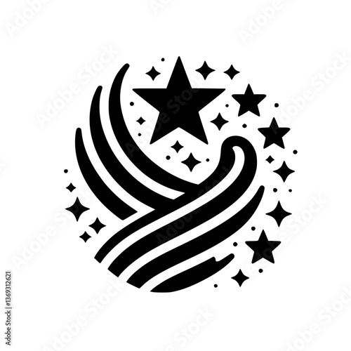 Celestial Swirl: Black and White Starburst Logo
