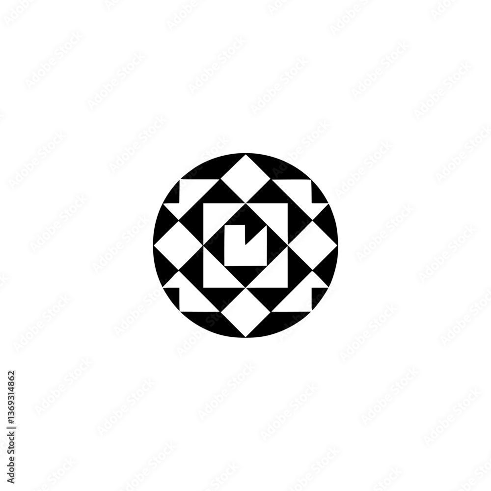 Geometric Abstract: Black and White Floral Mandala Geometric Abstract: Black and White Floral Mandala