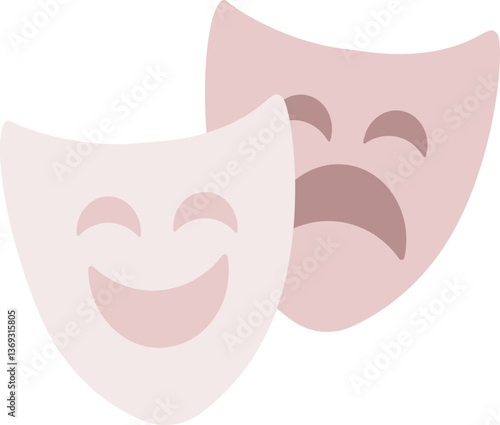 The image depicts the traditional masks of comedy and tragedy