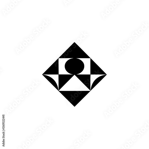 Free Download Geometric Black & White Logo Design - Modern Minimalist Abstract Shape - GFXLoad