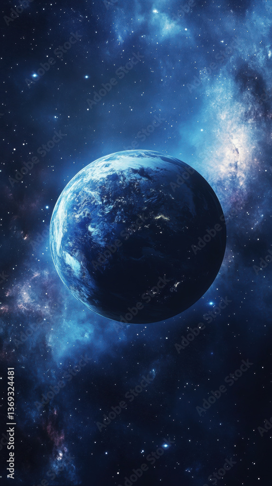 Obraz premium Earth from Space with Starry Background