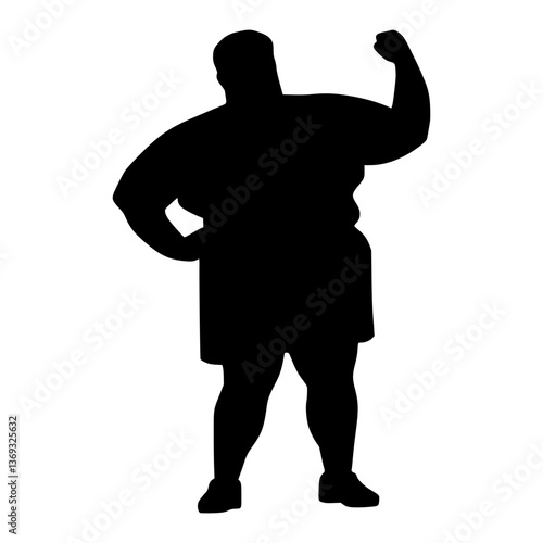 Silhouette Man Flexing - Strength Vector