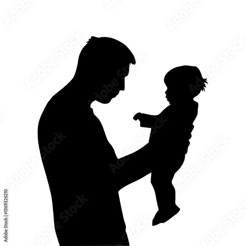Father Holding Baby Silhouette