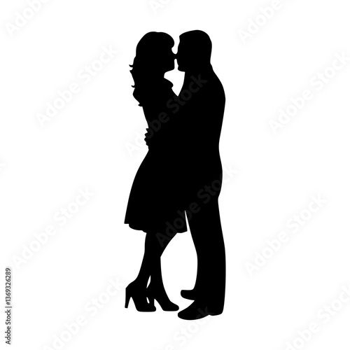 Wallpaper Mural Silhouette Couple Kissing - Romantic Love Vector Torontodigital.ca