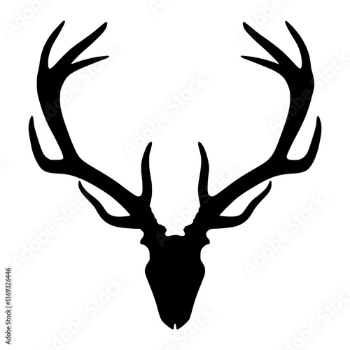 Deer Head Silhouette - Black & White Graphic