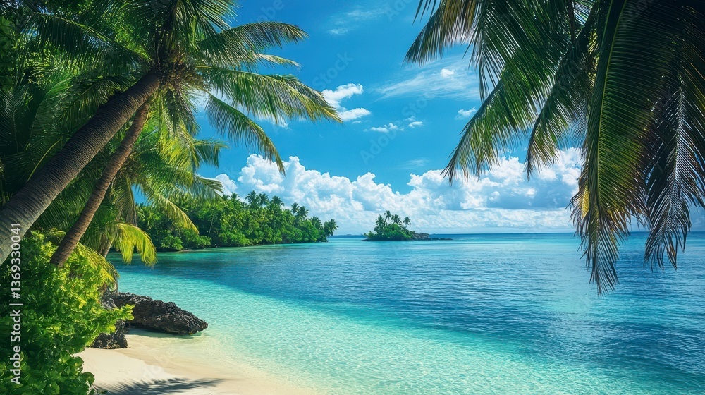 Fototapeta premium Tropical Paradise with Palm Trees